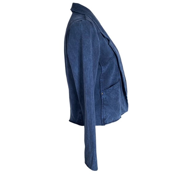 Testimony women's size small blue french terry open front blazer jacket pockets - Picture 2 of 7